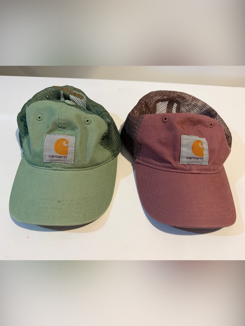 Carhartt women’s Two-Pack Mesh ball Caps — Sage Green & Mauve